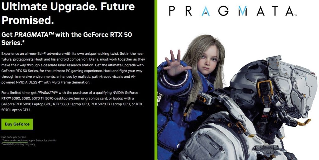 NVIDIA Bundles Pragmata with Select GeForce RTX 50-series Graphics Cards