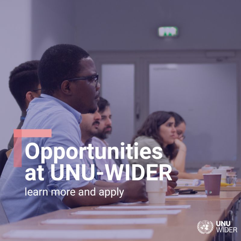 UNU-WIDER Opens Applications for Research Assistant Positions in South Africa and Public Finance Winter School for African Researchers 2026